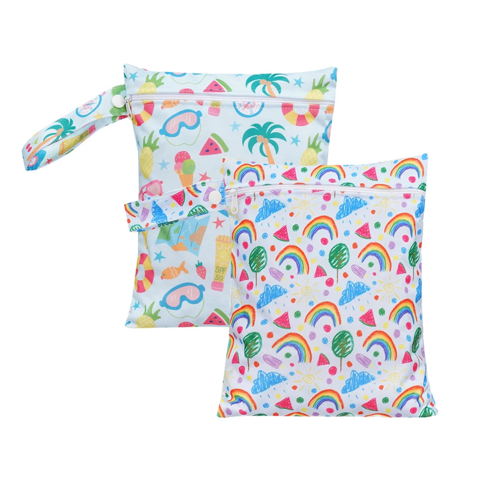 14 - 2pcs Waterproof Mini Storage Bag | Wet Dry Diaper Pouch | 18x25cm Baby Stork