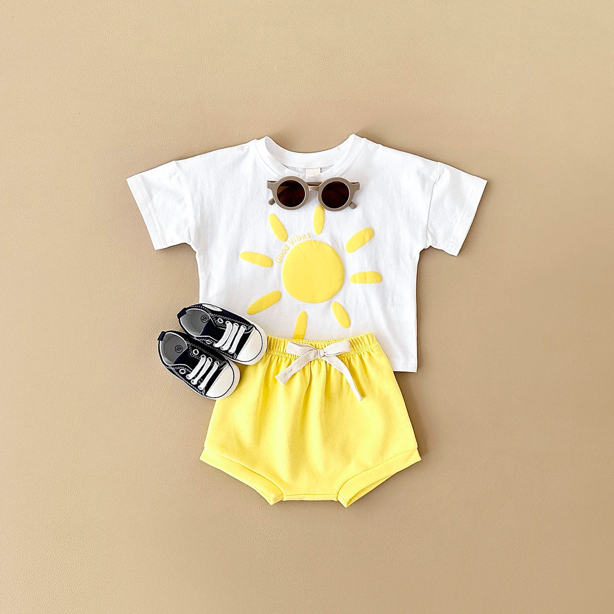 - Good Vibes Sunshine 2 Piece Set – Cotton Tee & Shorts Baby Stork