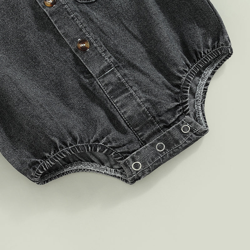 - Denim Button-Up Romper Baby Stork