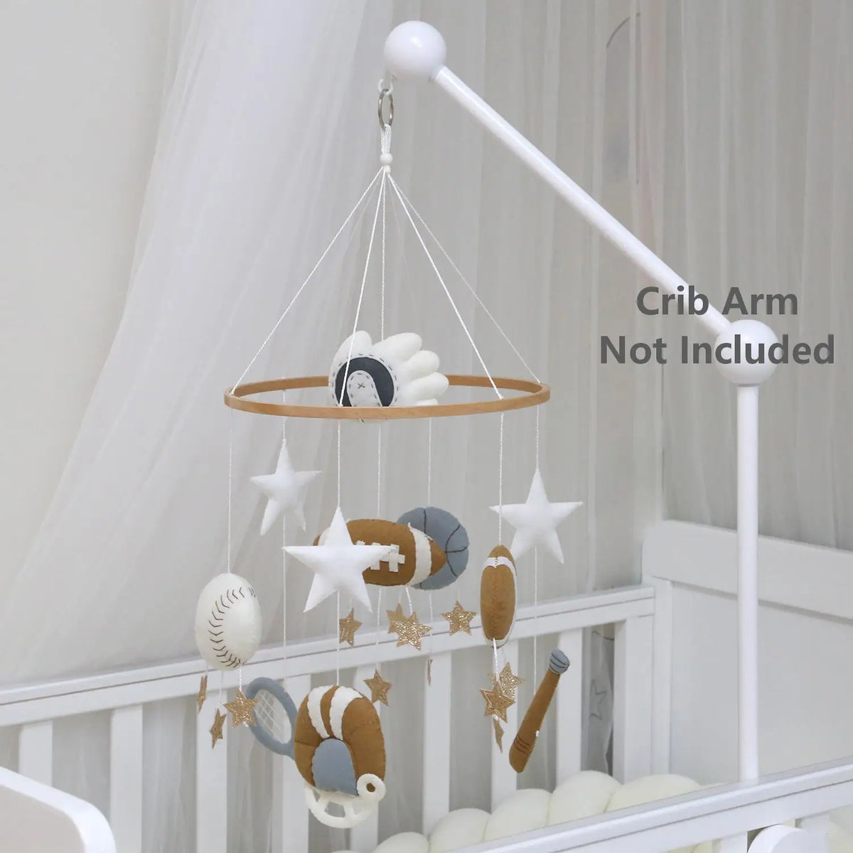 - Sports & Stars Felt Cot Mobile - Tan & Cream AE