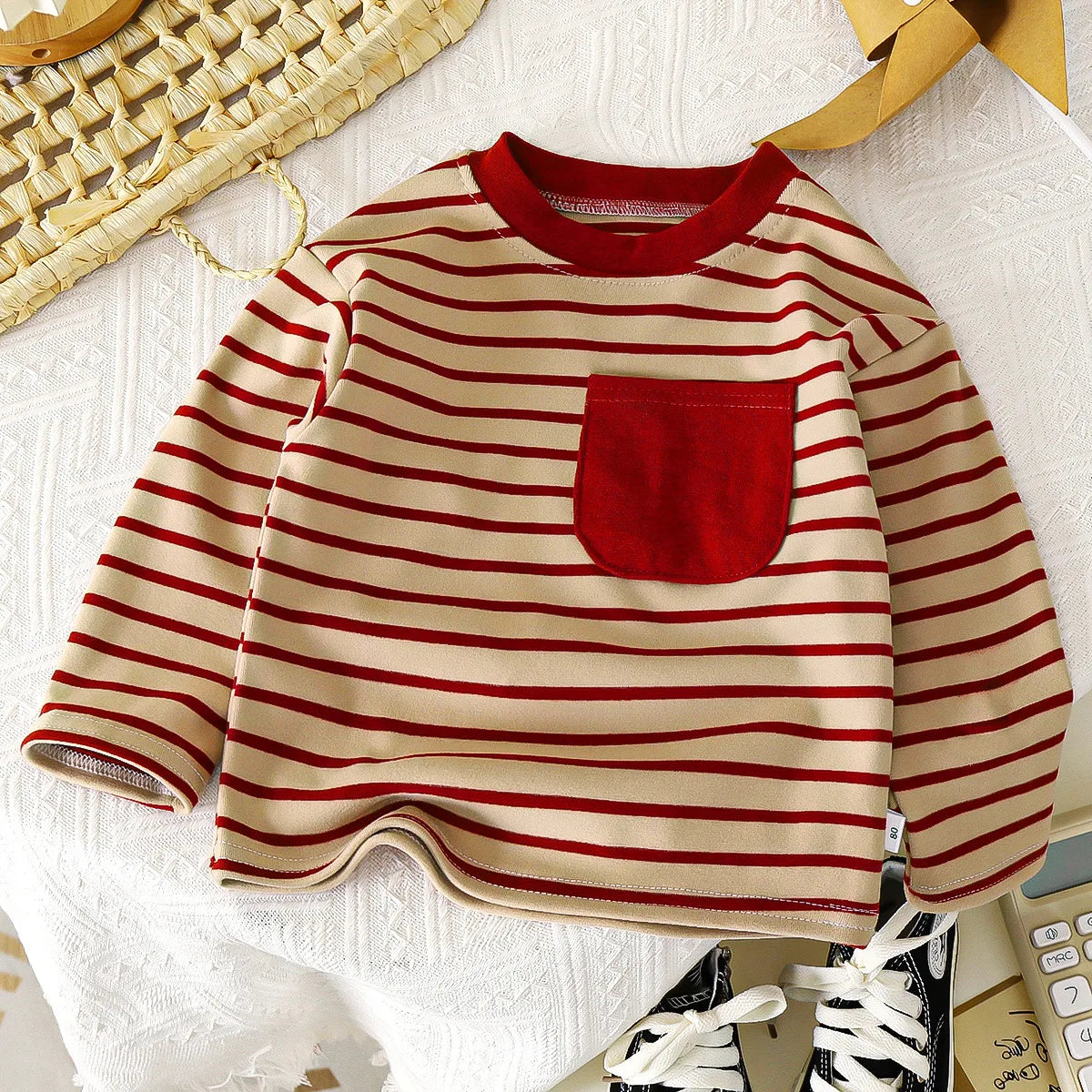 Red - Classic Stripe Long Sleeve Tee – 3 Colours Baby Stork