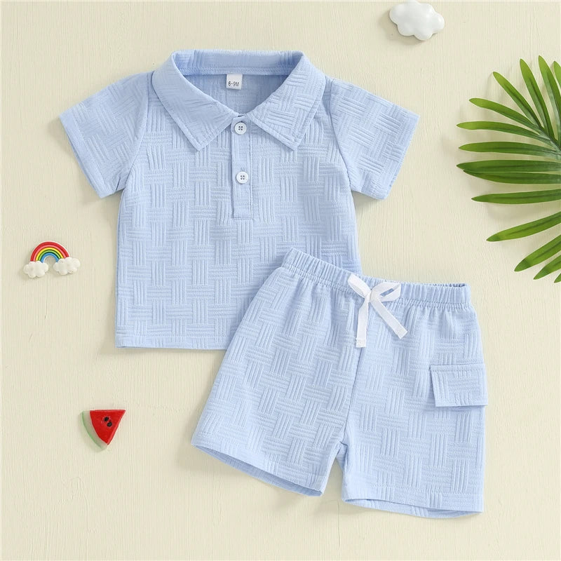3Y - Sky Jacquard Polo Set for Toddler Baby Stork