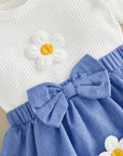 Floral Romper Dress Set with Headband & Socks