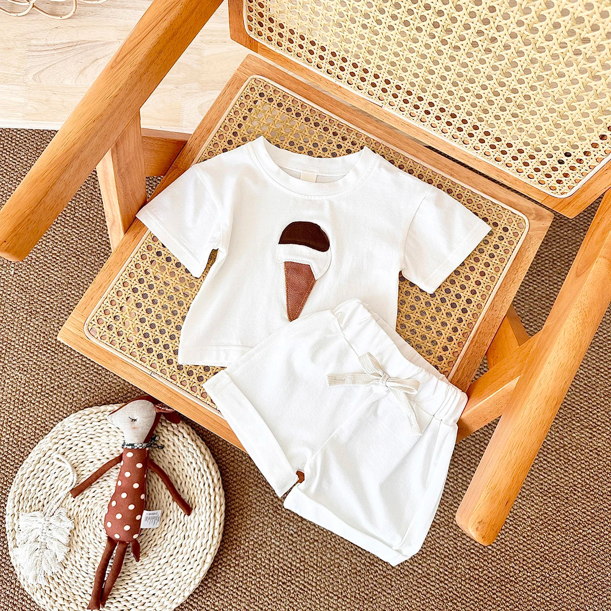 - Ice Cream 2 Piece Set – Cotton Tee &amp; Shorts Baby Stork