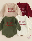- My First Christmas Embroidered Knit Romper Baby Stork