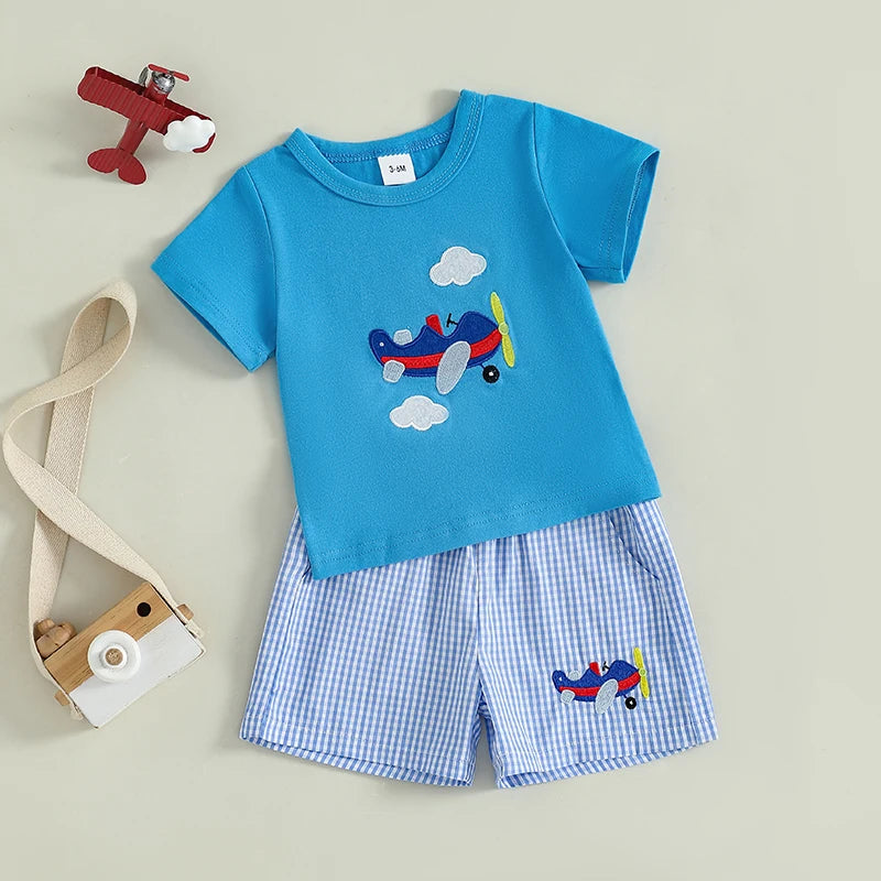 - Airplane Adventure 2-Piece Baby Set – T-Shirt & Shorts Baby Stork