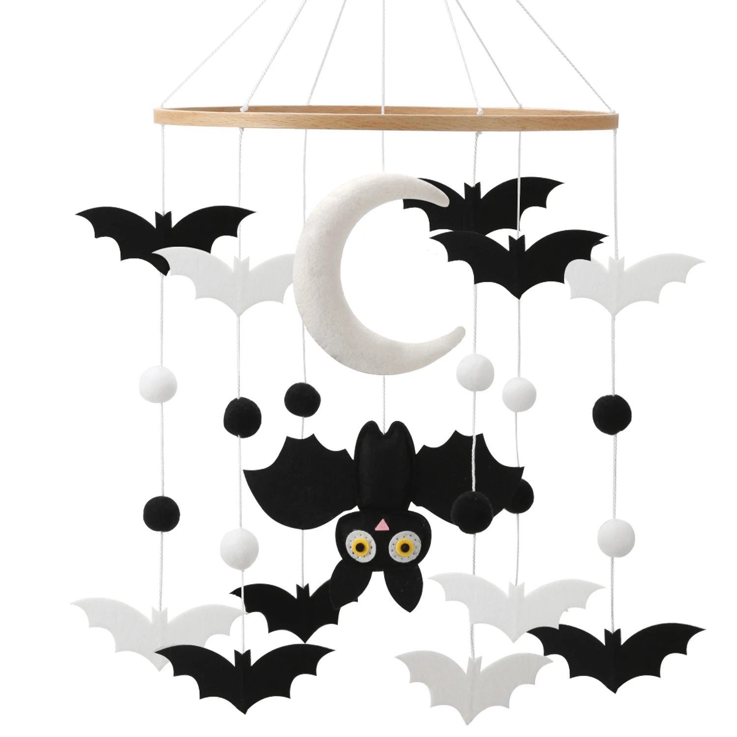 Bat Baby Mobile | Black &amp; White Moon Nursery Mobile