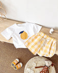 - Lemon Gingham Baby Set – 2 Piece Outfit | Yellow Baby Stork