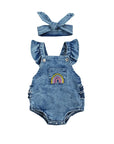 - Denim Rainbow Romper Set Baby Stork