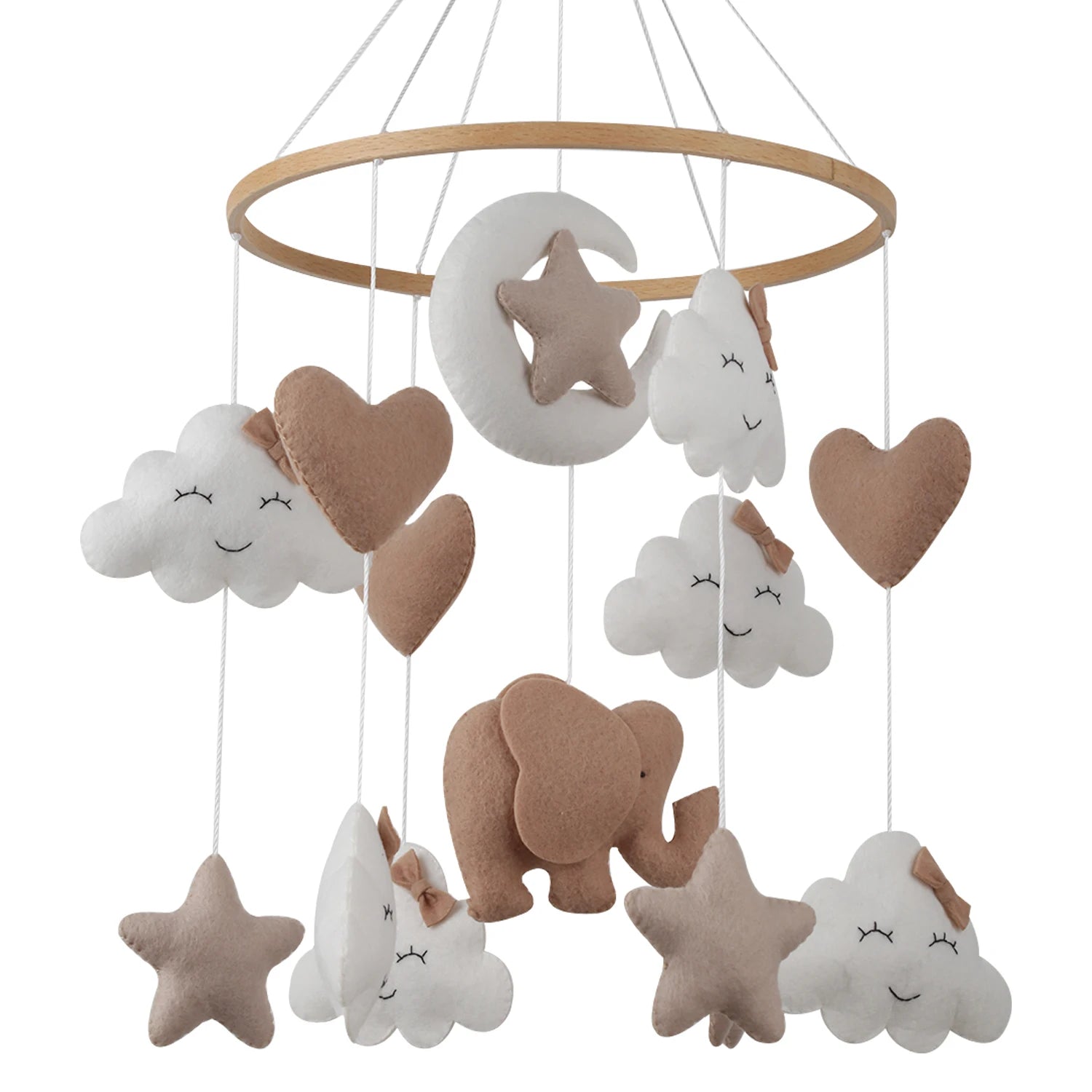 Elephant Baby Mobile | Neutral Nursery Mobile with Clouds, Moon &amp; Stars