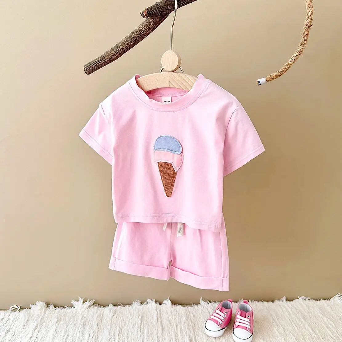 - Ice Cream 2 Piece Set – Cotton Tee & Shorts Baby Stork