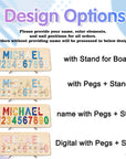 - Custom Wooden Name & Number Puzzle – Personalised Educational Toy Baby Stork