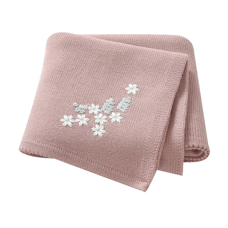 Rose - Floral Embroidered Baby Blanket – 90 × 70 cm | Ultra-Soft | 6 Elegant Colours Baby Stork