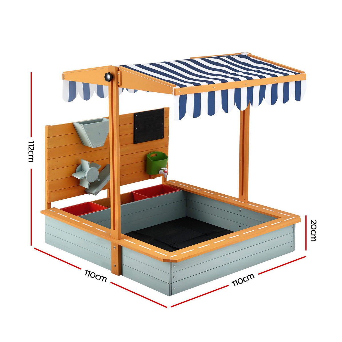 - Keezi Kids Sandpit Wooden Canopy Sandbox With Cover Funnel Outdoor Toys 110cm Green Baby Stork Baby &amp; Kids > Baby &amp; Kid's Toys > Outdoor Play Equipment
