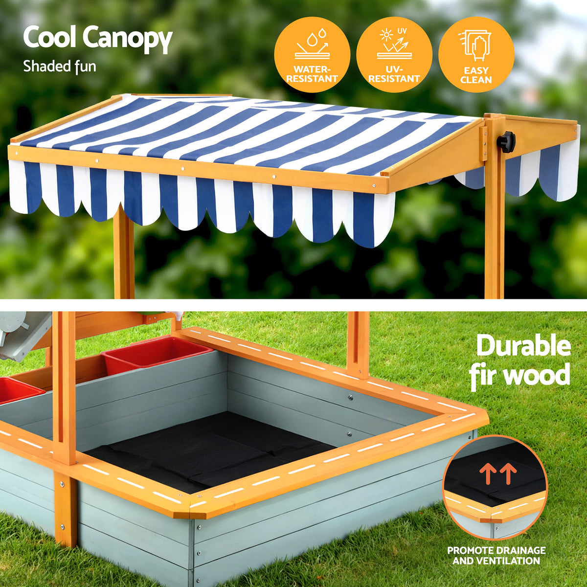 - Keezi Kids Sandpit Wooden Canopy Sandbox With Cover Funnel Outdoor Toys 110cm Green Baby Stork Baby &amp; Kids > Baby &amp; Kid's Toys > Outdoor Play Equipment