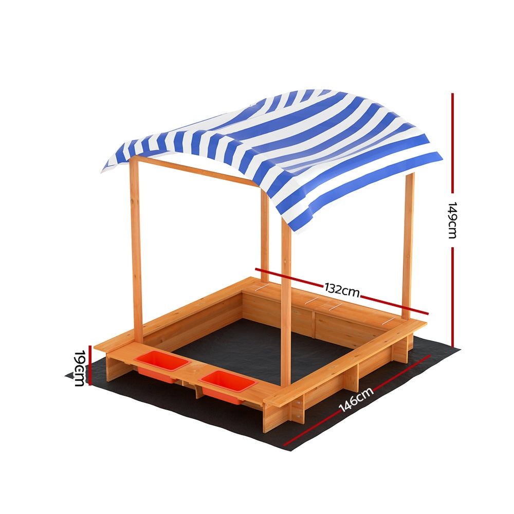 - Wooden Sandpit with Canopy, Storage & Dual Basins Keezi Kids Baby & Kids > Baby & Kid's Toys > Outdoor Play Equipment
