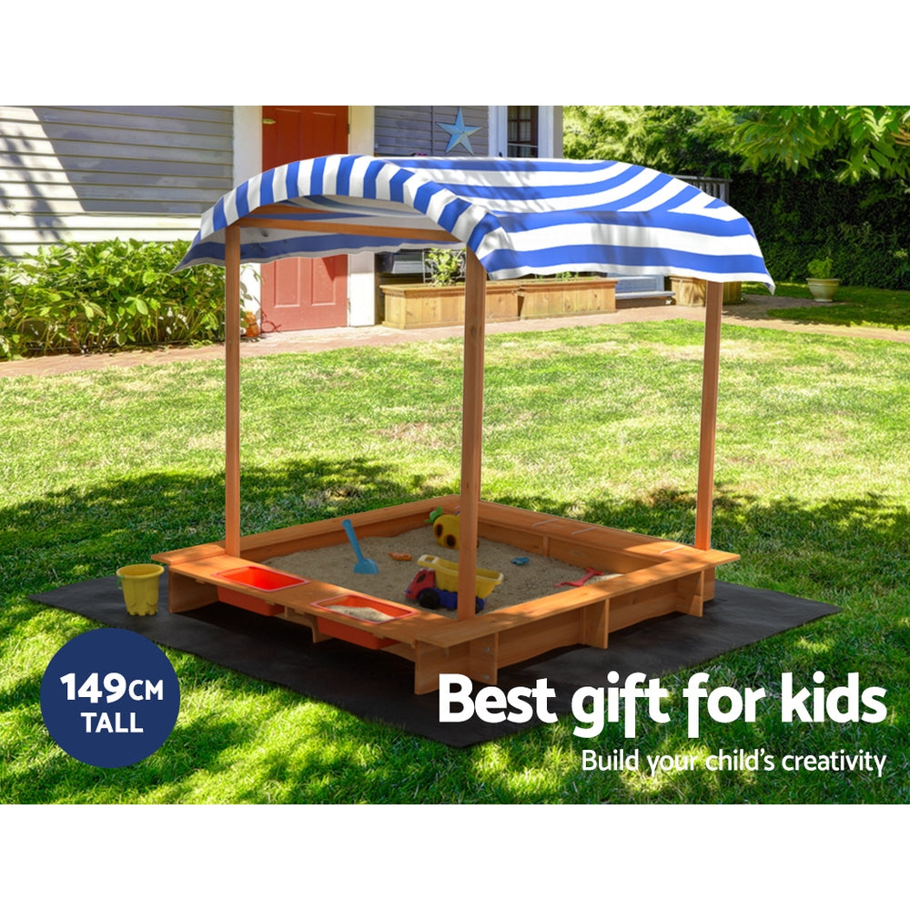- Wooden Sandpit with Canopy, Storage & Dual Basins Keezi Kids Baby & Kids > Baby & Kid's Toys > Outdoor Play Equipment