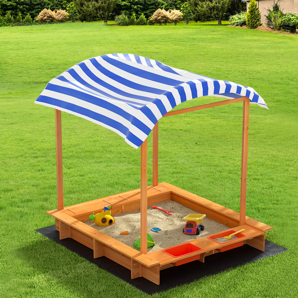 - Wooden Sandpit with Canopy, Storage & Dual Basins Keezi Kids Baby & Kids > Baby & Kid's Toys > Outdoor Play Equipment