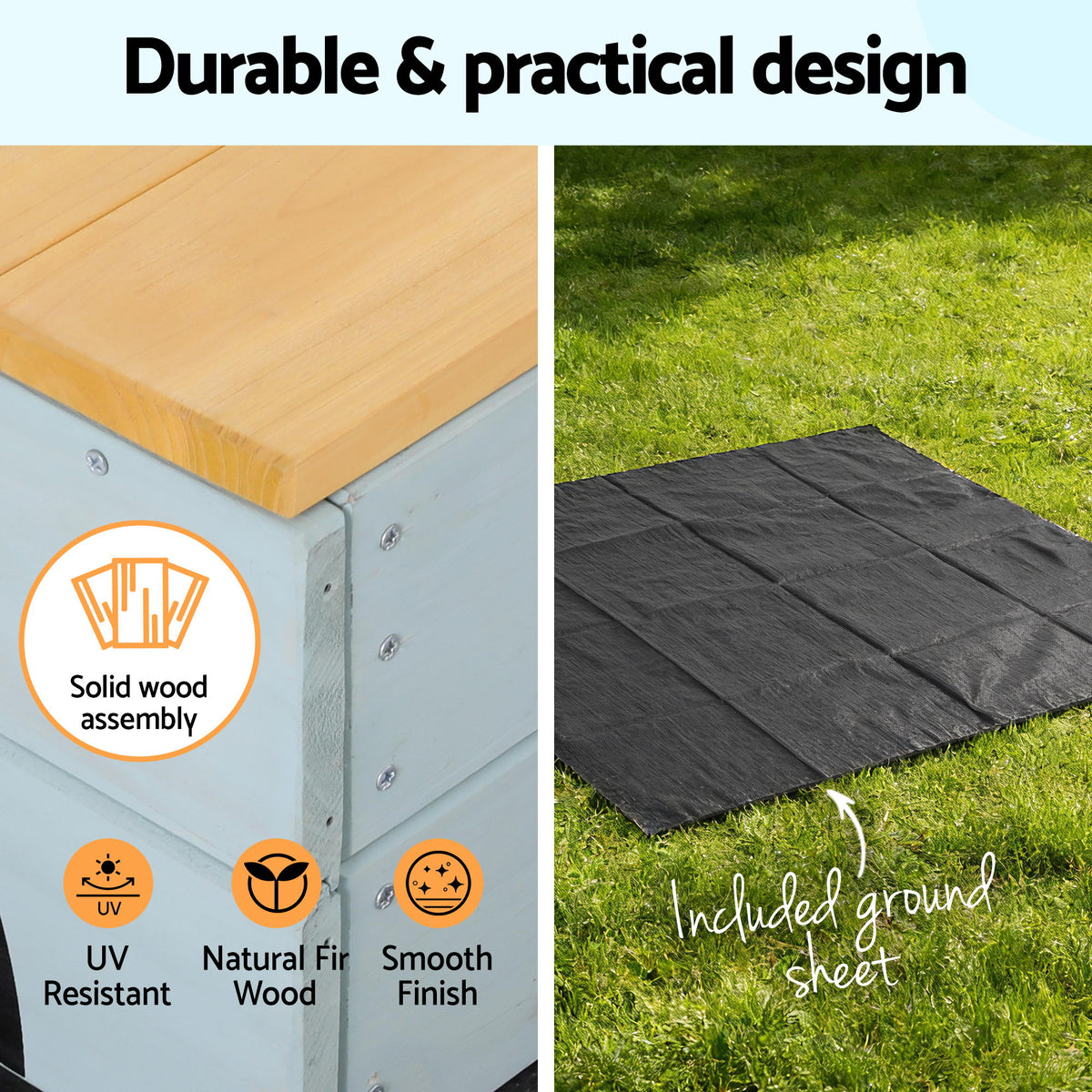 - Keezi Wooden Car Sandpit Kids Sandbox Outdoor Play Toy w/ Storage Ground Sheet 120cm Baby Stork Baby &amp; Kids > Baby &amp; Kid's Toys > Activity Toys