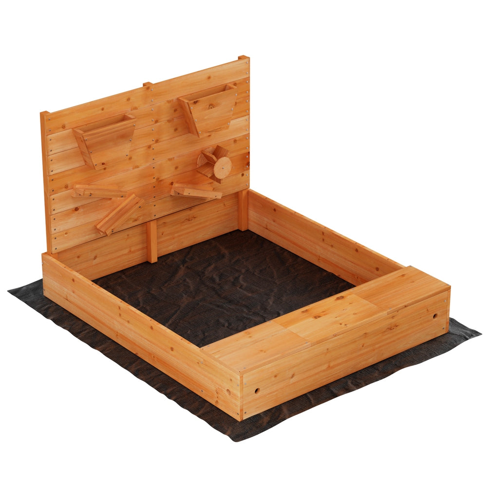 - Keezi Wooden Sandpit with Funnel Wall & Cover - 120cm Keezi Baby & Kids > Baby & Kid's Toys > Outdoor Play Equipment