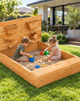- Keezi Wooden Sandpit with Funnel Wall & Cover - 120cm Keezi Baby & Kids > Baby & Kid's Toys > Outdoor Play Equipment