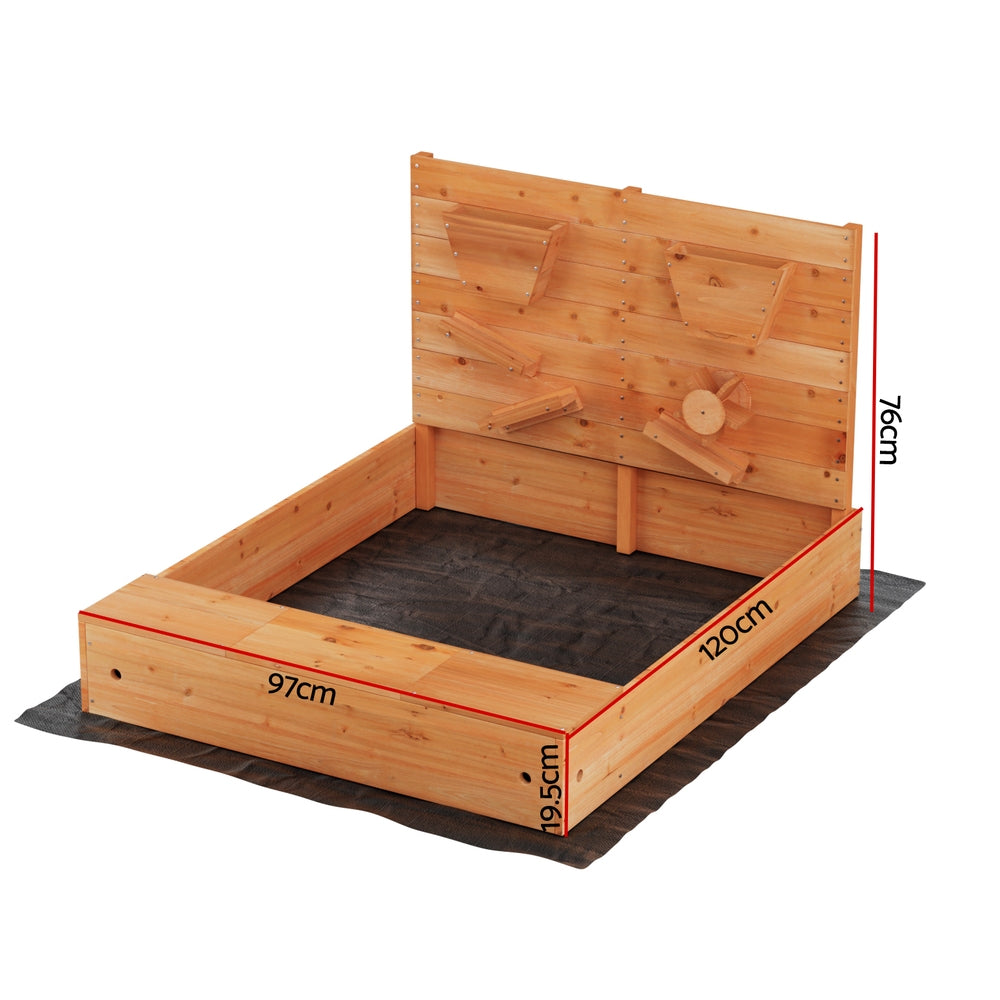 - Keezi Wooden Sandpit with Funnel Wall & Cover - 120cm Keezi Baby & Kids > Baby & Kid's Toys > Outdoor Play Equipment