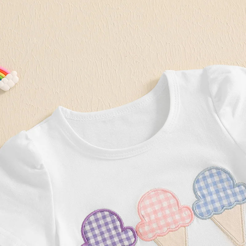 - Ice Cream Appliqué Shorts Set Baby Stork