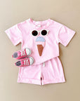 Pink - Ice Cream 2 Piece Set – Cotton Tee & Shorts Baby Stork