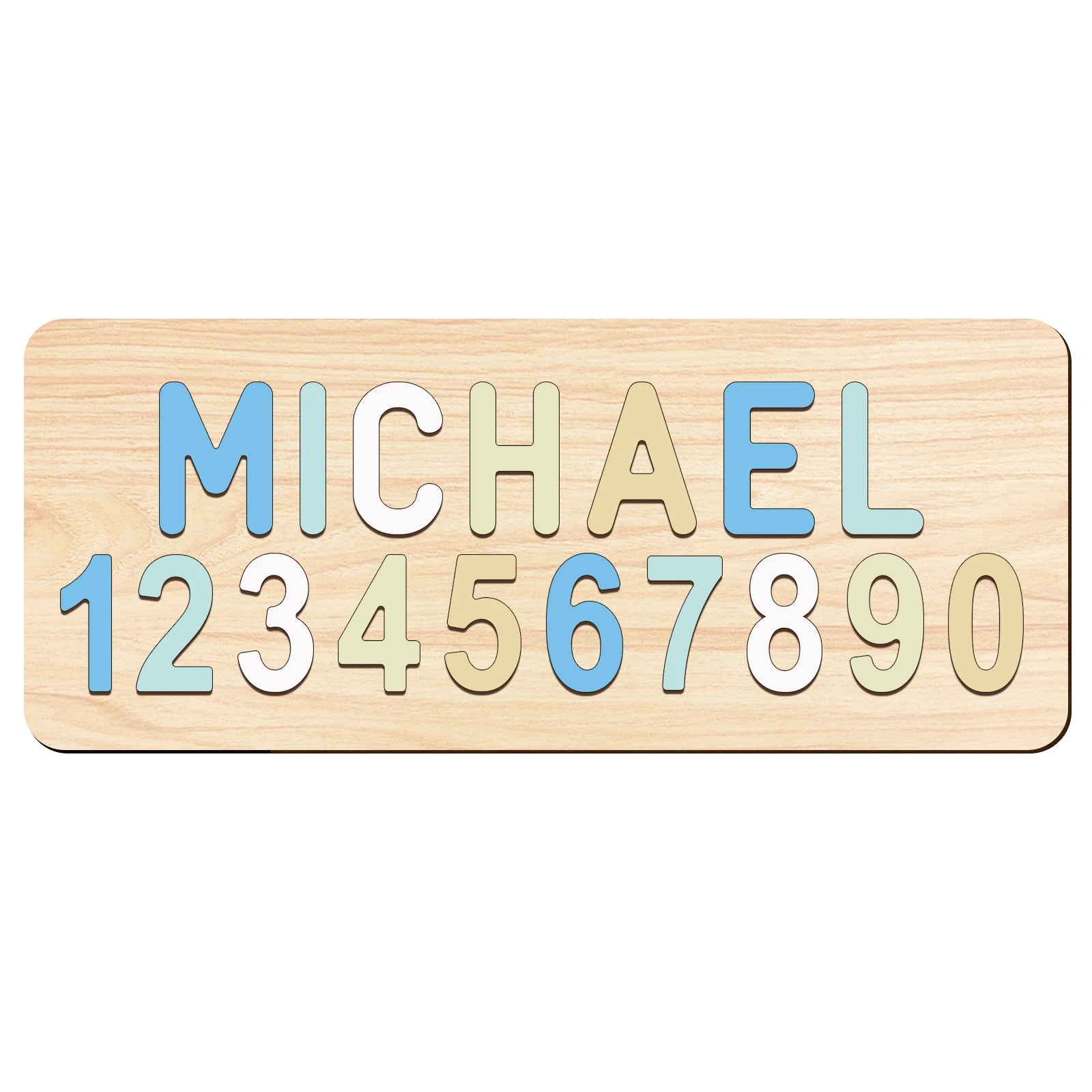 Soft Pastels Puzzle Only - Custom Wooden Name &amp; Number Puzzle – Personalised Educational Toy Baby Stork