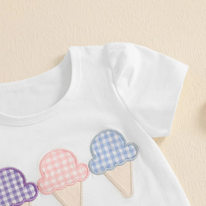 - Ice Cream Appliqué Shorts Set Baby Stork