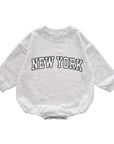Grey - New York Long Sleeve Bodysuit Baby Stork