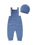 Blue - Knit Baby Overalls & Hat Set Baby Stork