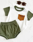 - Green Ribbed Pocket Set – 2 Piece Baby Outfit Baby Stork