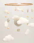 - Starry Night Bouclé Baby Mobile – Cream & Ivory Nursery Décor Baby Stork
