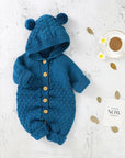 Denim Blue - Baby Bear Hooded Knit Jumpsuit Baby Stork