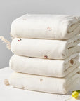 Polar Fleece Blanket with Embroidered Motifs | 125 × 90cm