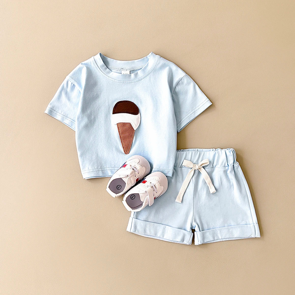 - Ice Cream 2 Piece Set – Cotton Tee &amp; Shorts Baby Stork