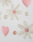 - Daisy & Hearts Felt Cot Mobile - Pink & Cream AE