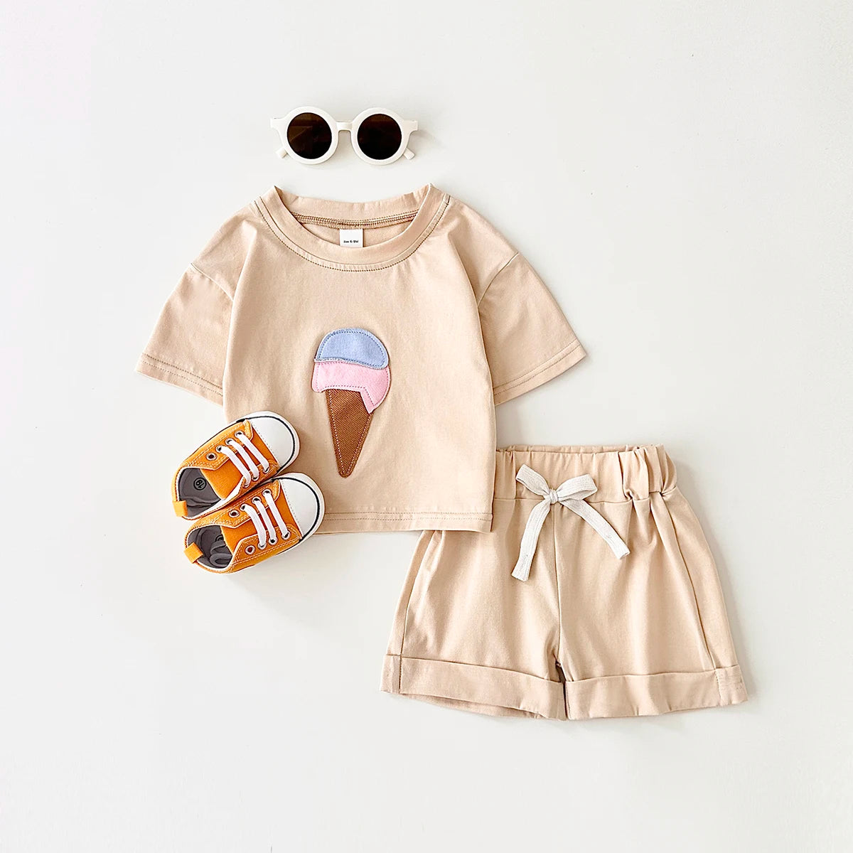 - Ice Cream 2 Piece Set – Cotton Tee &amp; Shorts Baby Stork