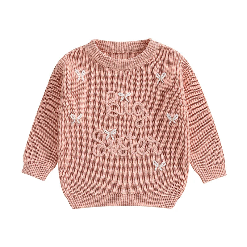 Pink - Big Sister Embroidered Knit Sweater Baby Stork