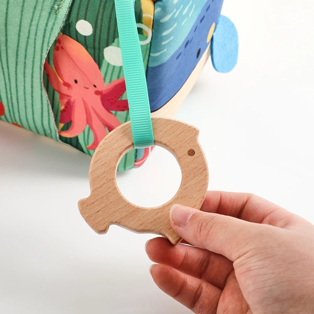 - Under the Sea Sensory Tissue Box Toy with Wooden Teether | Montessori Baby Activity Cube Baby Stork