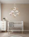 - Bouclé Sheep Baby Mobile | Neutral Nursery Mobile with Sheep, Moon & Clouds Baby Stork