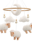 - Bouclé Sheep Baby Mobile | Neutral Nursery Mobile with Sheep, Moon & Clouds Baby Stork