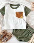 - Green Ribbed Pocket Set – 2 Piece Baby Outfit Baby Stork
