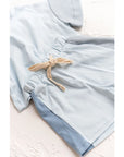 - Two-Tone Cool Blue Cotton Shorts + Romper Set Baby Stork