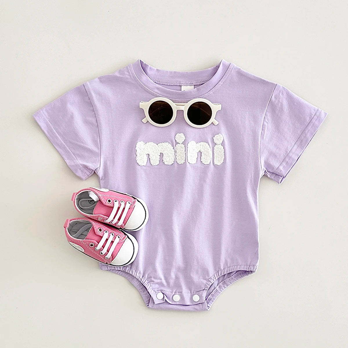 Lavender - Mini Textured Baby Romper – Soft Cotton Blend Bodysuit Baby Stork