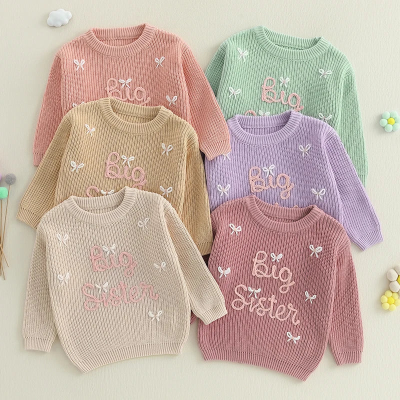- Big Sister Embroidered Knit Sweater Baby Stork