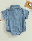 - Denim Button-Up Romper Baby Stork