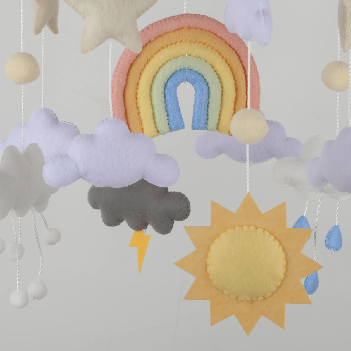 - Rainbow & Weather Felt Cot Mobile - Pastel AE