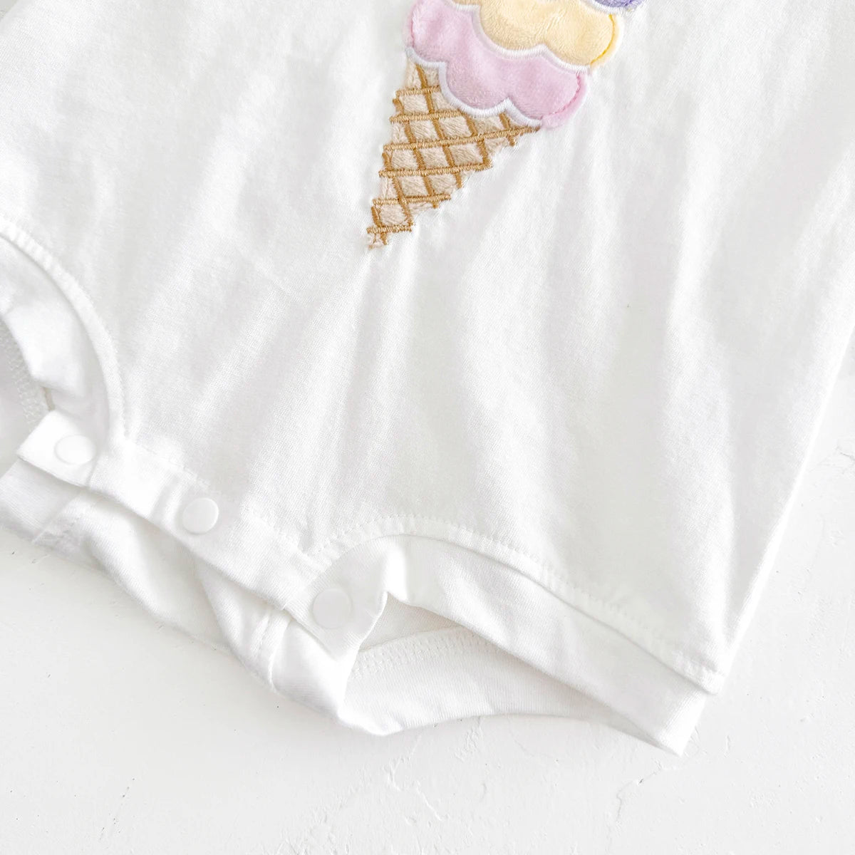 - Ice Cream Embroidered Baby Romper – 100% Cotton Bodysuit Baby Stork